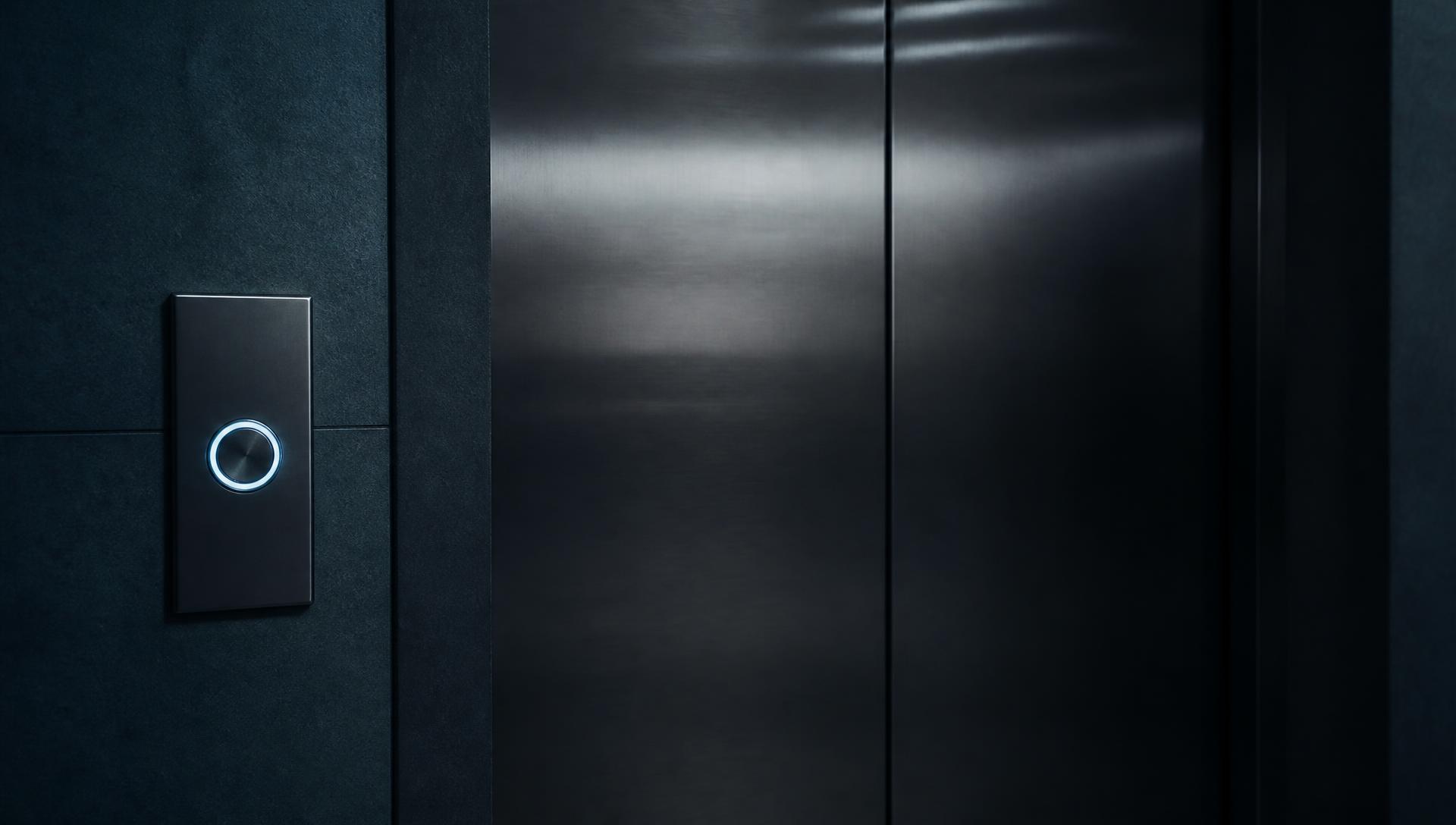 Detail van een liftdeur met verlichte etagedrukknop