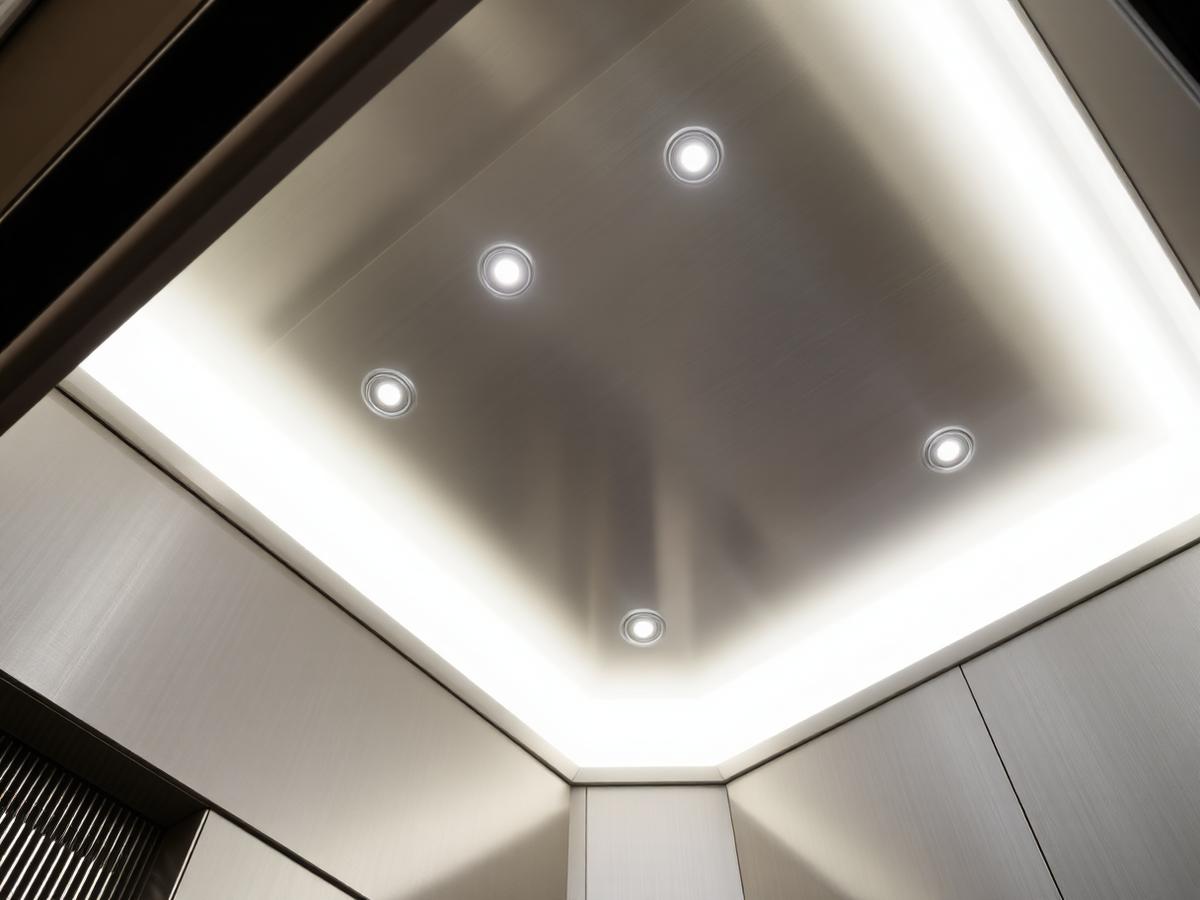 RVS cabineplafond met inbouwspots en indirecte randverlichting